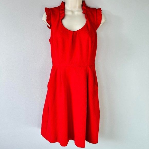 Anthropologie Tabitha Red Textured Dress Size 4 - Picture 2 of 9